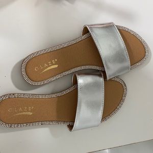 Silver crystal sandals